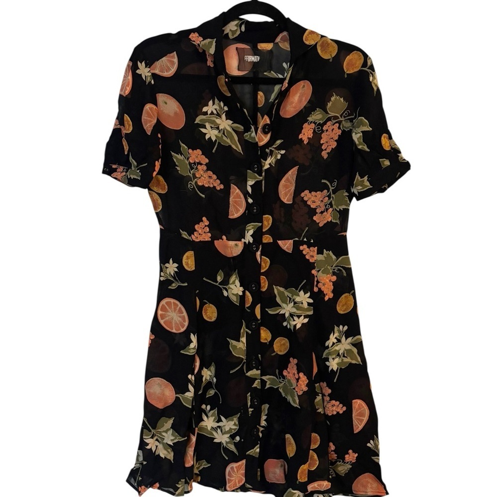 Reformation | Tamara Fruitcake Dress | Black with oranges π | Size 2 - Picture 5 of 14